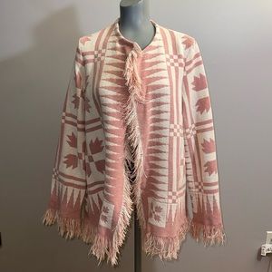 Handmade Upcycled Fringe Hippie Boho Blanket Cardigan Sweater
